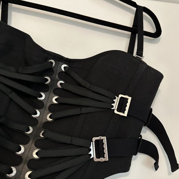 Dion Lee Lace Slider Bustier Corset Cropped Top & Skirt Set Buckle Detail Black - Picture 9 of 16